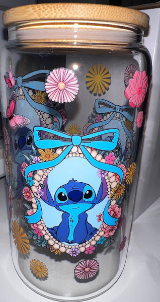 Stitch 16 oz glass Tumbler